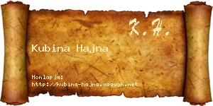 Kubina Hajna névjegykártya